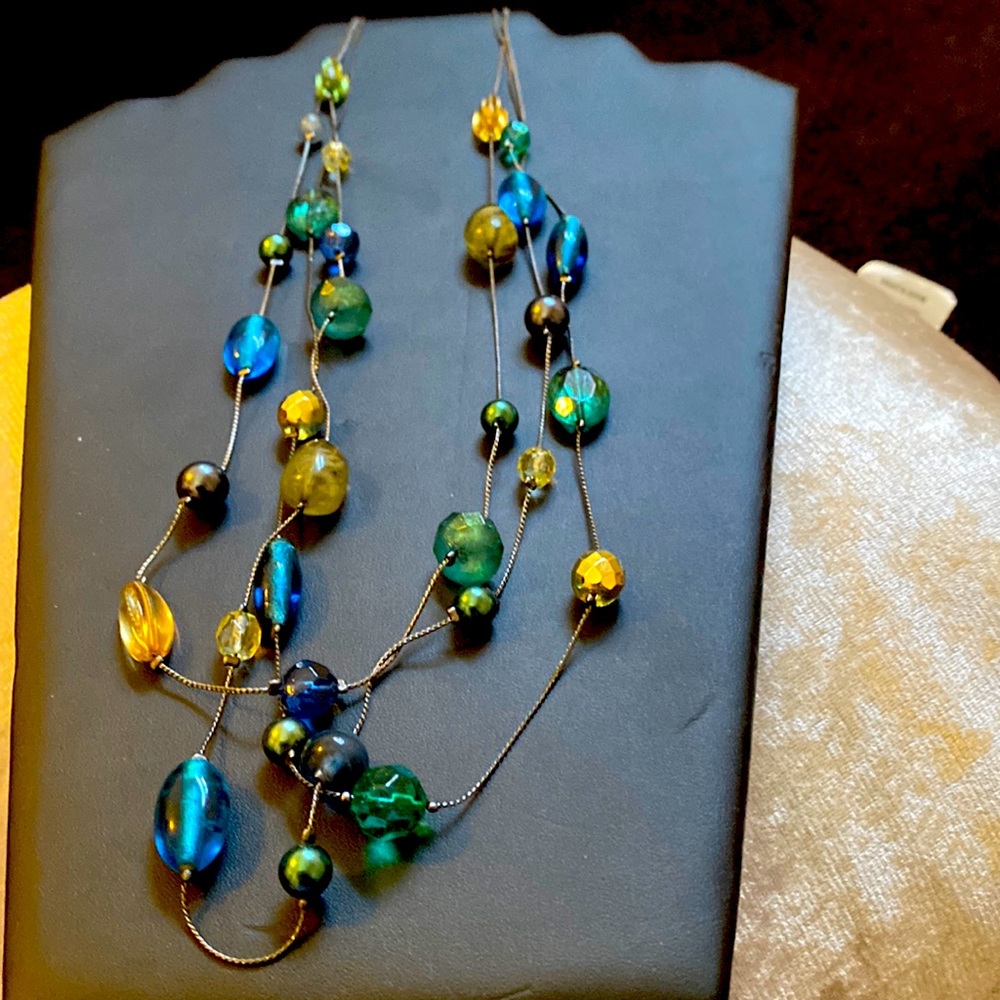 Lia Sophia 3 Strand Glass Beaded Necklace NWT